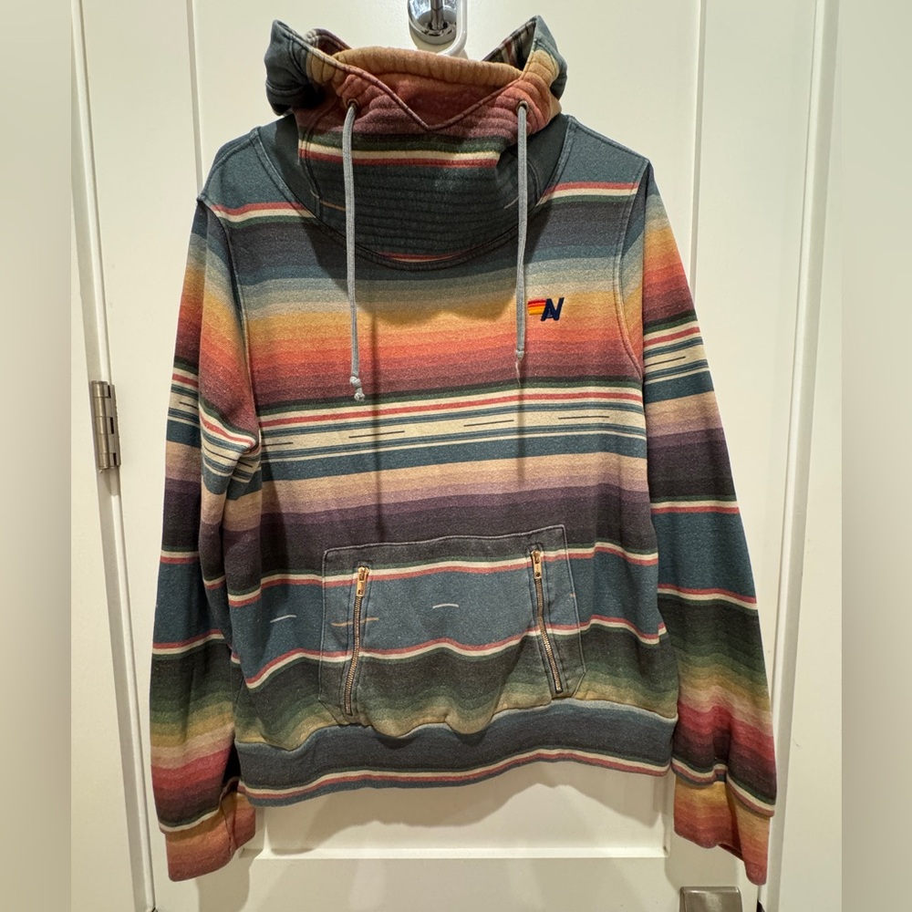 Aviator Nation Red and Orange Striped Hoodie